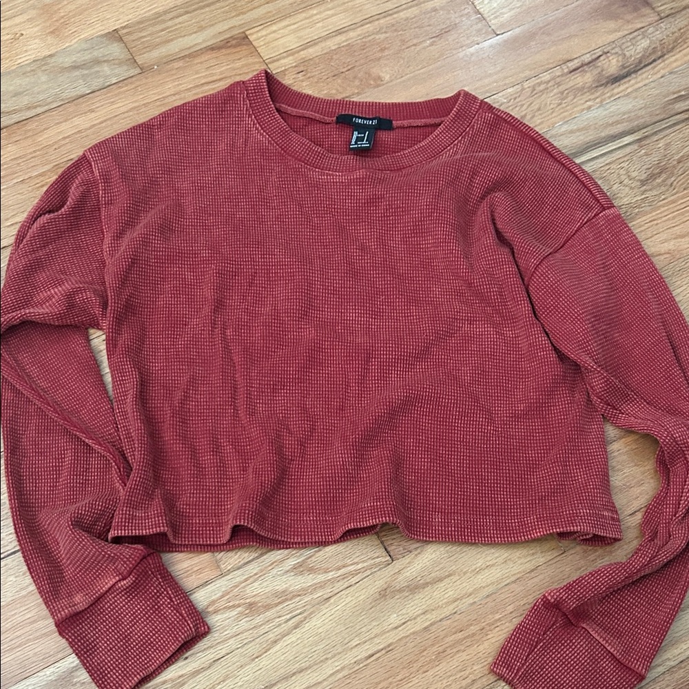 Free People Rust Red Cropped Sweatshirt